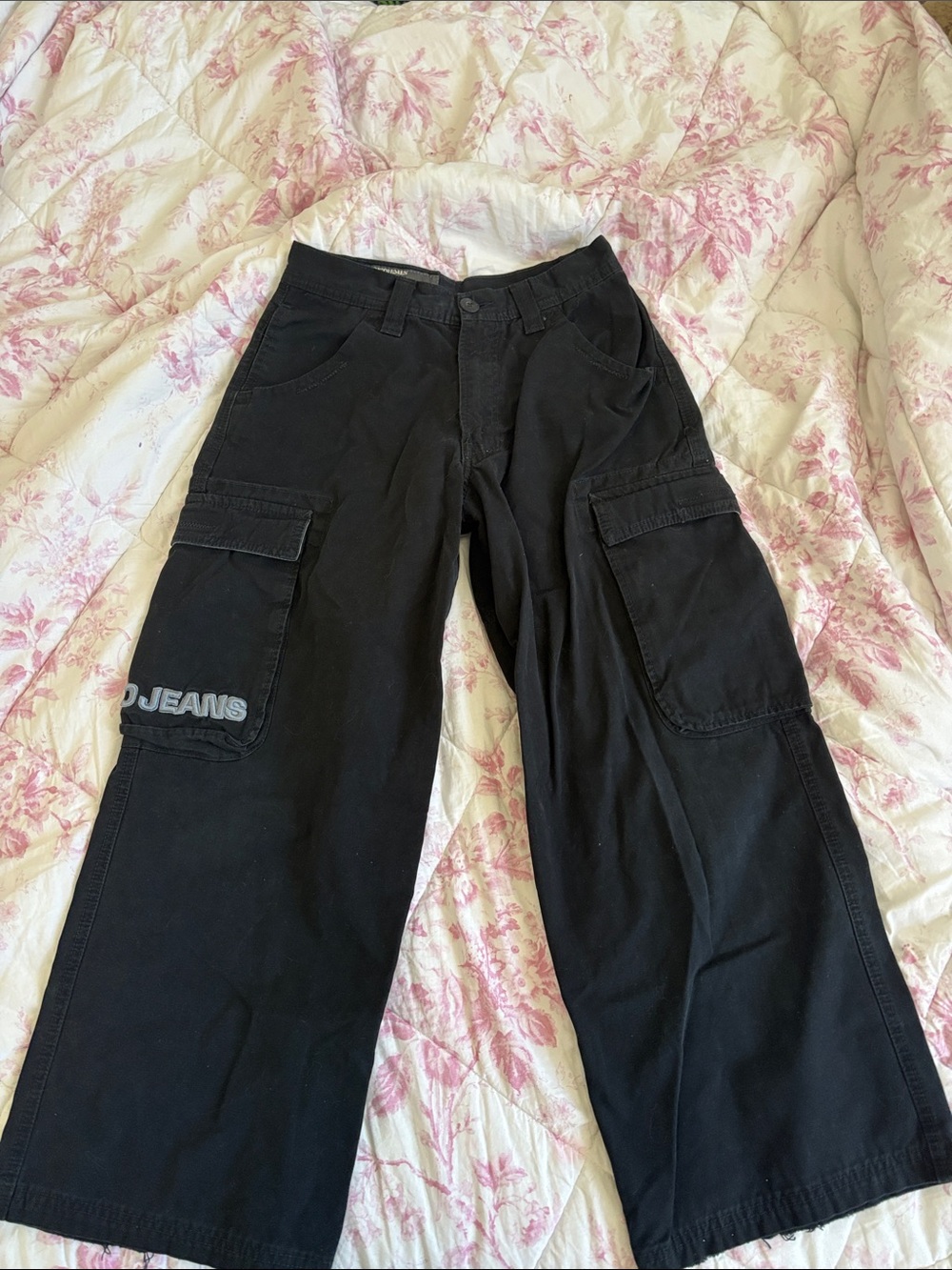 JNCO Black Wide-Leg Cargo Pants